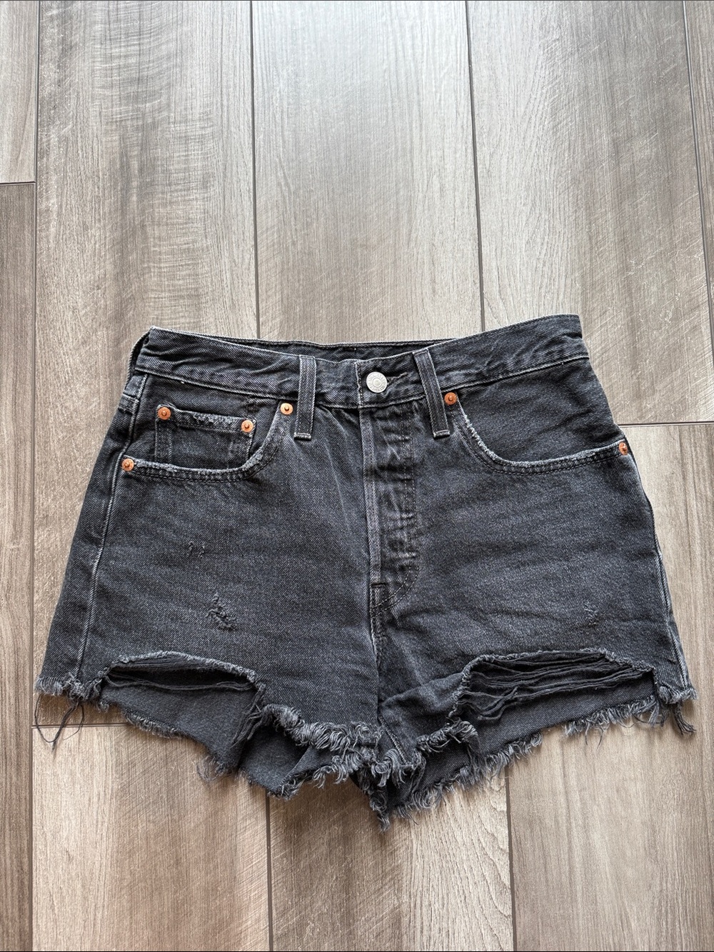 LEVI 501 Black Denim Cutoff Shorts